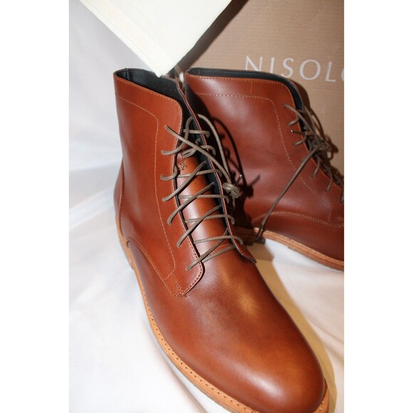 NISOLO MEN\'S LACE UP ANDRES LEATHER BOOTS BRANDY $260 NIB‎ main image 4